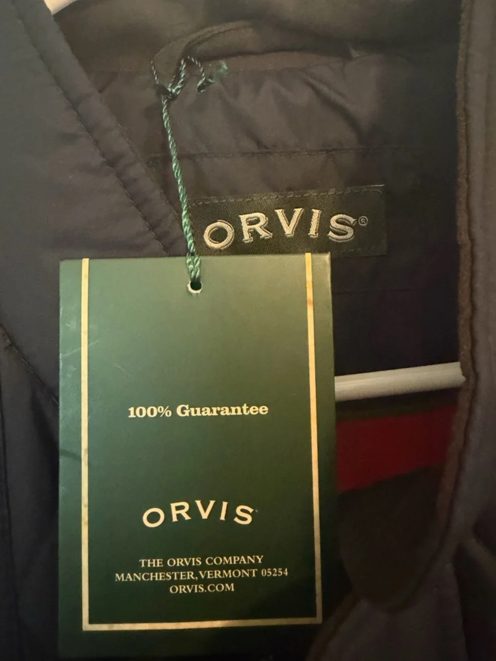 Orvis Men's Quilted Navy Vest, size L NWT - Picture 4 of 5